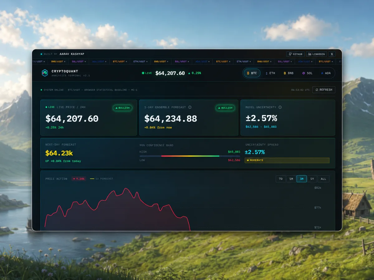 CryptoQuant real-time crypto analytics dashboard preview